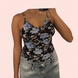 American Eagle Outfitters Black and Purple Floral Camisole